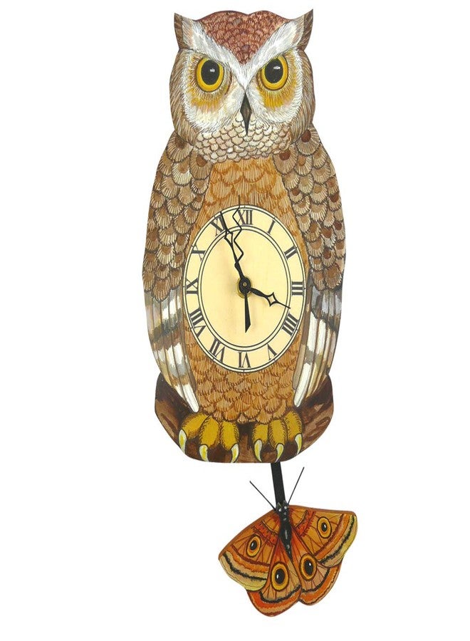 Modern Artisans Night Owl Pendulum Wall Clock Brown - Image 2